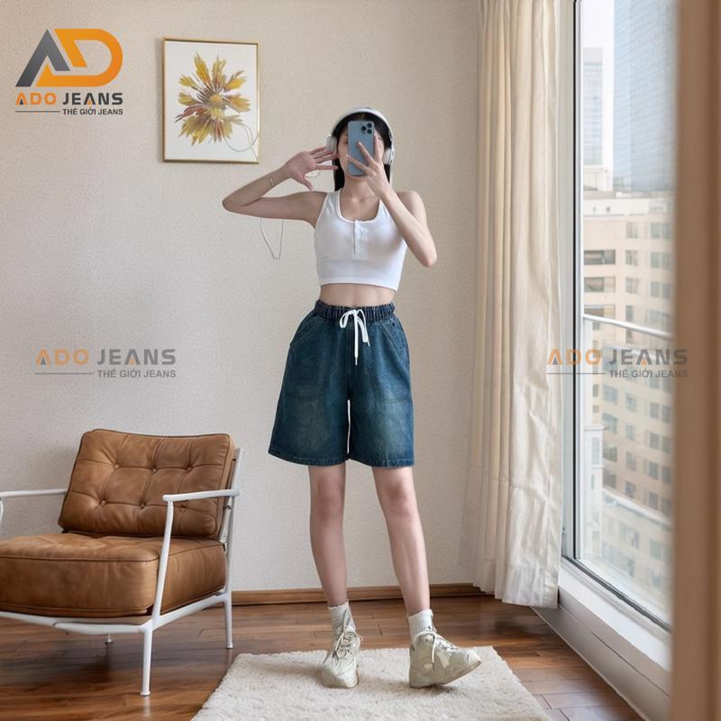 Product Introduction of Quần ngố Jean lưng chun dây thắt, lưng thun co giãn có bigsize  (mã SJ111) Nữ Pants Women 11
