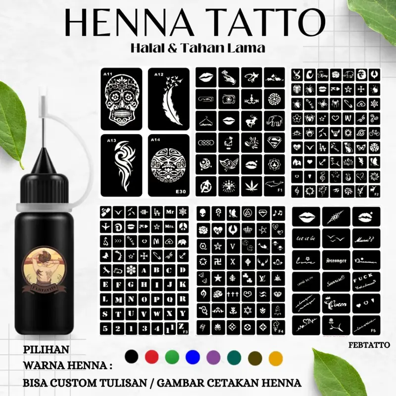 Henna Tato Halal Tahan Lama Bisa Custom Hena Kit 10ml HEN 204 - E25 6
