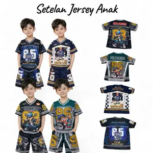 Tor Monitor Baju Anak Laki-laki 1-10Th Setelan Jersey & Celana Pendek Motif Karakter Lucu untuk Aktivitas Outdoor