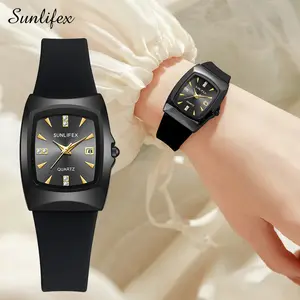 【003Harga telah diganti, cepat beli】Sunlifex Jam Tangan Wanita Kasual Mode Tali Silikon Jam Tangan Cewek Quartz Korea Original  SL15002L