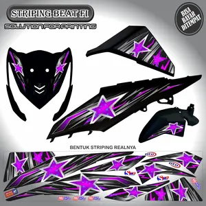 STRIPING VARIASI STICKER HONDA BEAT FI OLD MITIF BINTANG KEREN SIMPLE MURAH Motorcycle