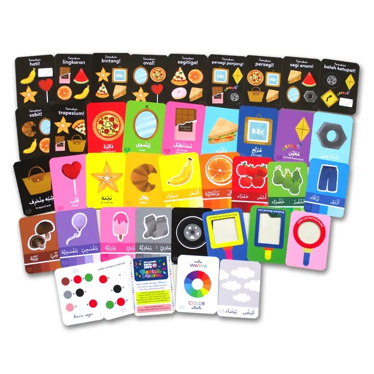 Flash Card Kartu Seru BENTUK & WARNA (wipe-clean bisa tulis hapus) (Bhs Indonesia, Inggris & Arab) 2