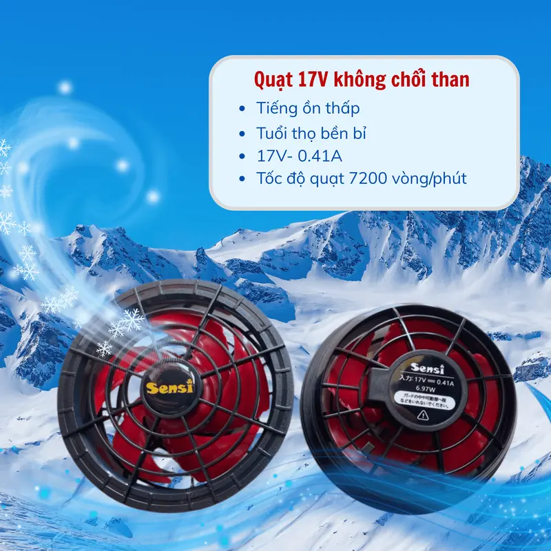 Áo điều hòa SENSI 40.000mAh 17V cao cấp, chạy 14-18 tiếng, size S-XXXL cho mọi cân nặng 2
