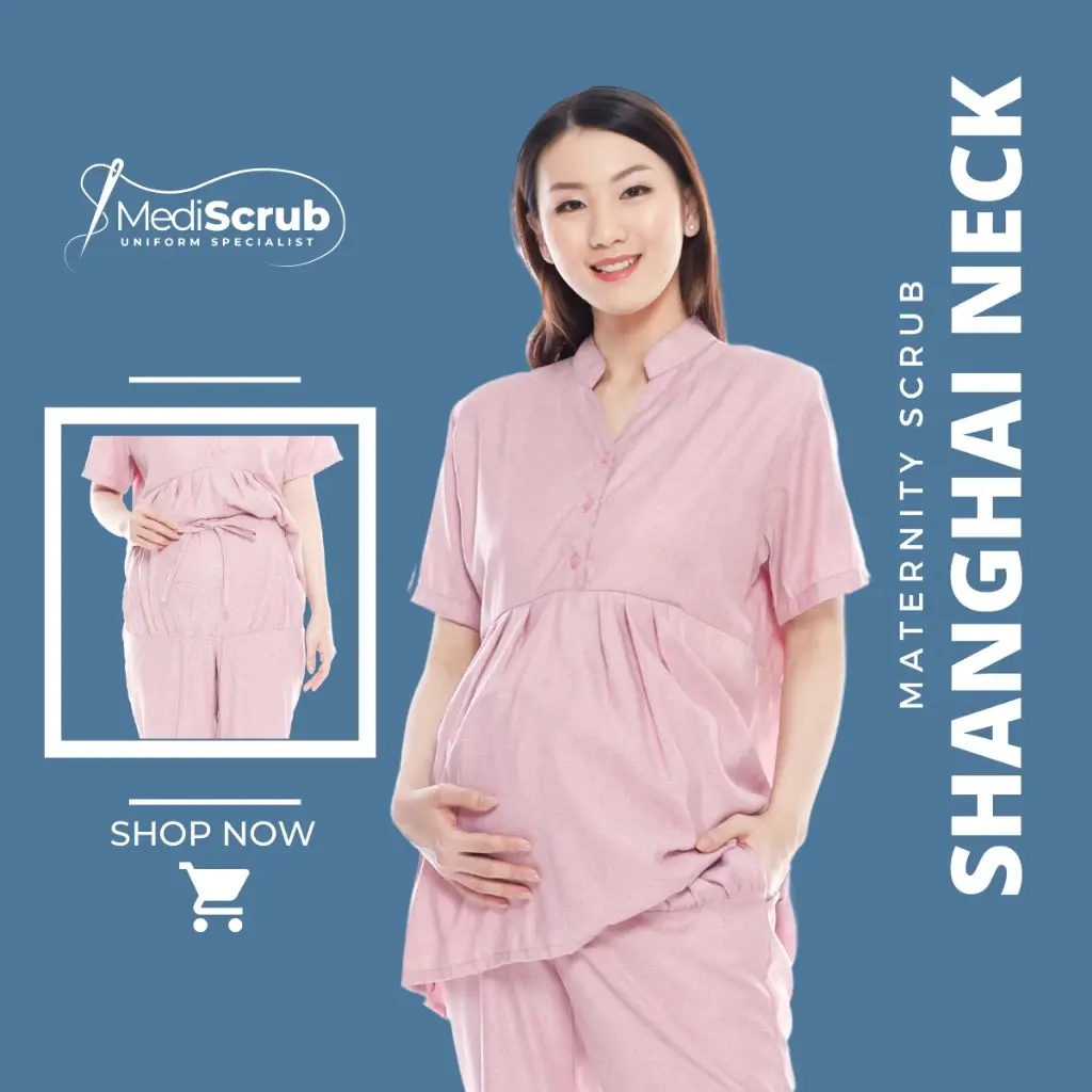 Mediscrub - Setelan Baju Jaga Hamil Kerah Koko