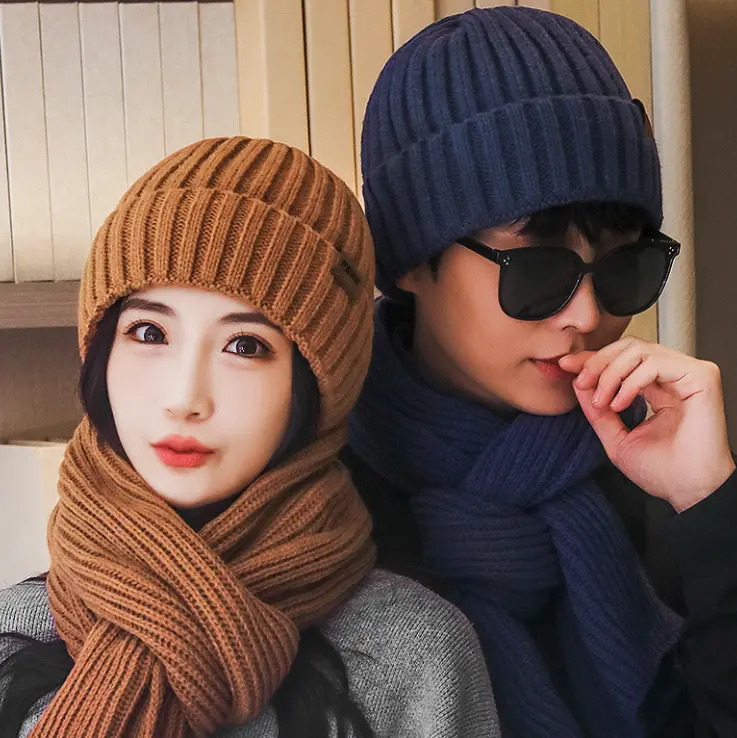 Topi Kupluk dan Syal Rajut Wanita Pria Musim Dingin / Winter 4