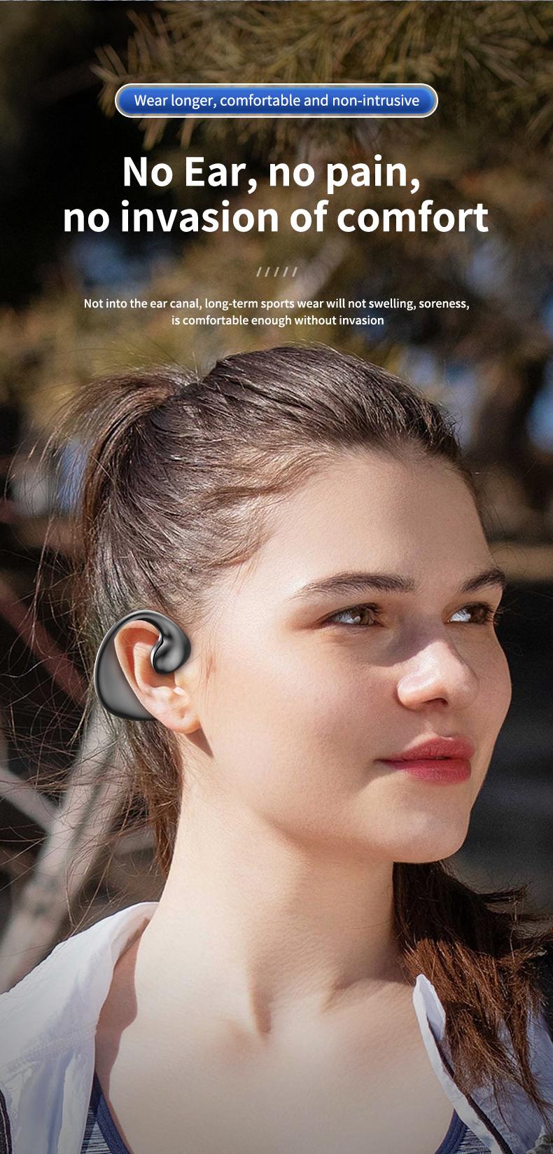 Stereo surround suara nirkabel headphone Bluetooth OWS wireless olahraga earphone terbuka earring headset tahan lama kenyamanan memakai Earbuds dengan LED digital JR02