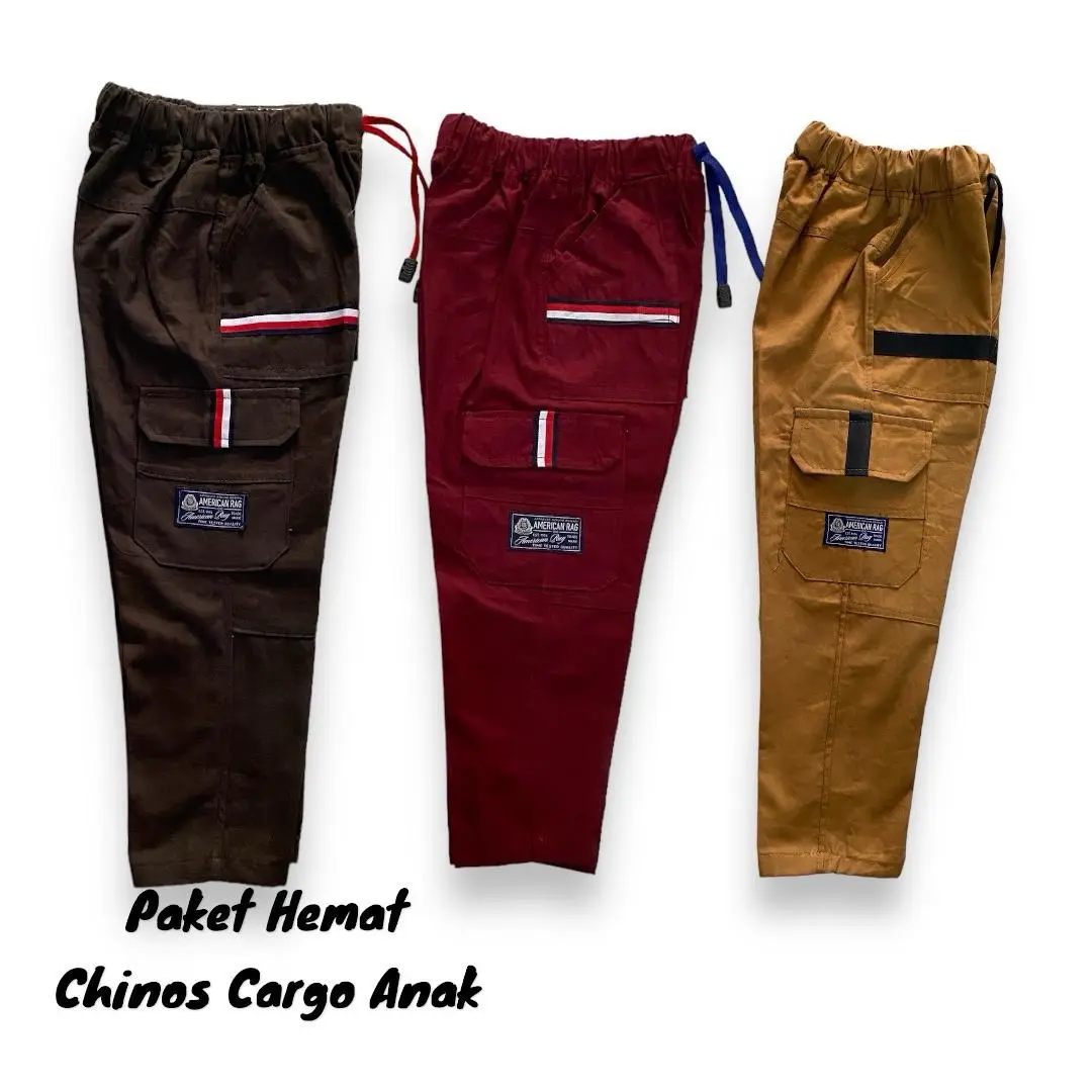 Paket 3pcs Chinos Cargo 1-10 tahun Random - Bawahan Fashion Bunda Katun Laki-Laki Cowok Unisex Cowo fasion 4-5 tahun usia 7-8 tahun/l jogger chinos laki laki Celana Pendek Anak