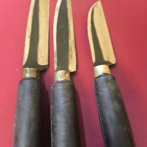 Promo 3 Pcs pisau dapur baja gagang plastik hitam - peralatan kitchenware buah besar sedang dan kecil