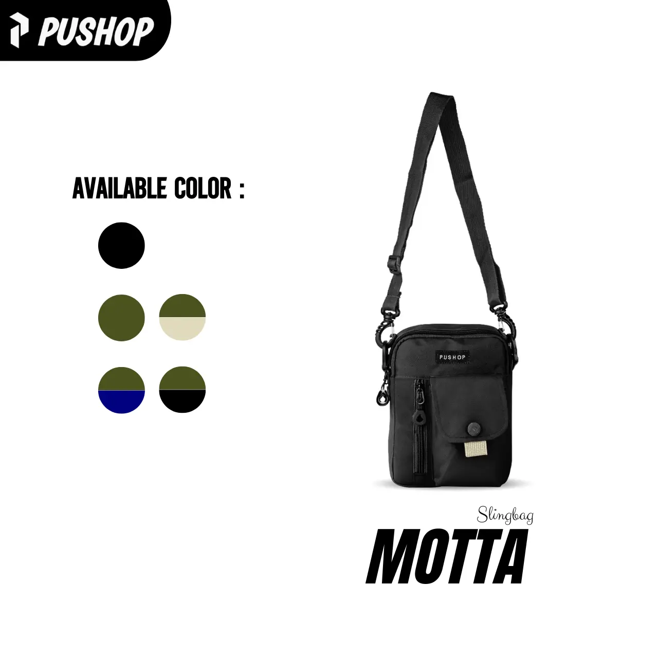 PUSHOP Tas Selempang Pria Wanita MOTTA - Mini Slingbag Pria Wanita Casual Mini Sling bag Polos Unisex Casual