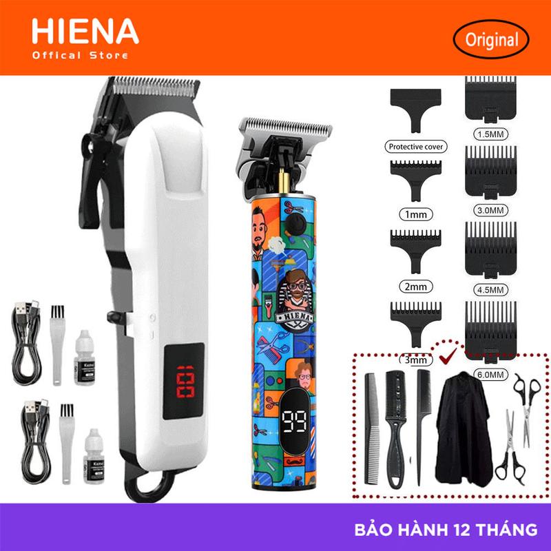  Tông Đơ Cắt Tóc HIENA Bộ Dây Tông Đơ Không Dây Dành Cho Nam Sạc Điện Tông Đơ Thiết Kế Công Thái Học HYN-212+HYN-023 
