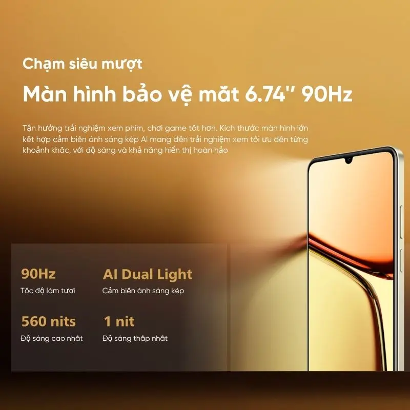 Điện thoại thông minh phone mobile realme C61 Ram (4GB+8GB) ROM 128GB siêu mỏng pin 4 năm bền bỉ mượt mà 5