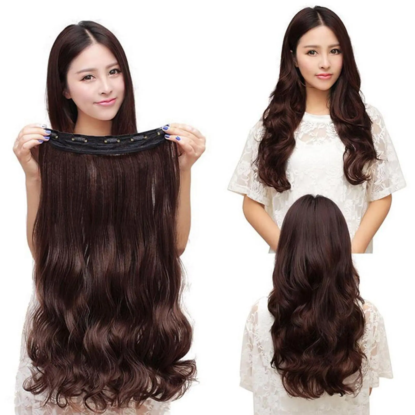 Curly Hair Dark Brown Wig Piece Extensions Piece Curtain