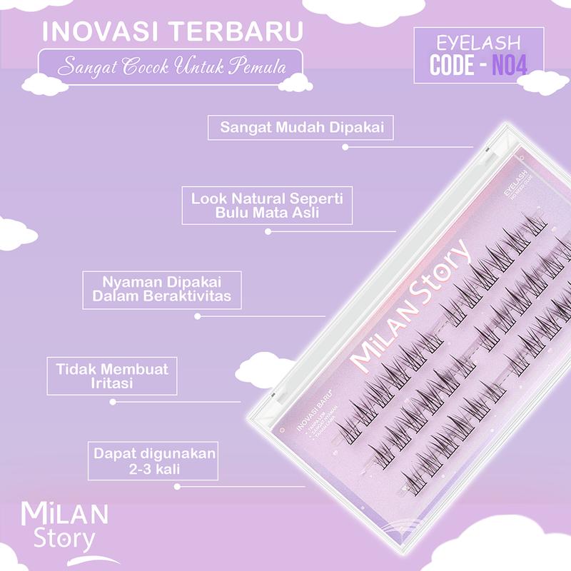 [ LANGSUNG TEMPEL ] MILAN STORY Serat Kapas Premium N04 Bulu Mata Palsu | Eyelash Extention | Eye Make Up Tanpa Pinset 2