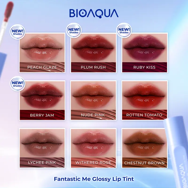 【BPOM】BIOAQUA Fantastic Me Glossy Lip Tint 2.3g Bibir Lipcream Long Lasting Waterproof Lipstick lipstik Transferproof Tahan Lama Natural Formula Ringan 3
