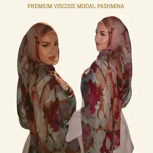 HALIMEE Pashmina Printed Viscose Modal Premium Vela inspired printed cat air printed hijab premium