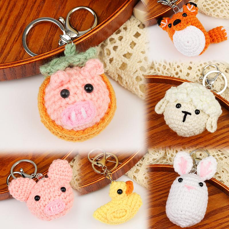 1PC Cute Handmade Diy Knitted Keychain Wool Crochet Pendant Keyring ...