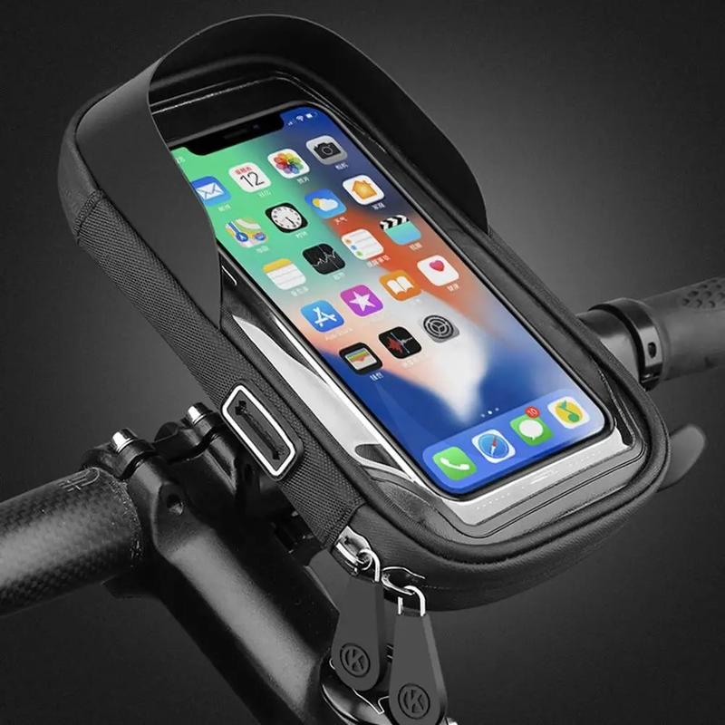 Universal Waterproof Bicycle  Handlebar Mobile Phone Mount Bag Cycling Front Bag Motorcycle Handlebar Mirror Mount Case Bag Holder For 6.4 inch Cellphones 0