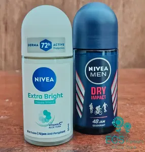 Nivea Deodorant Roll On MEN Brightening Ukuran 50ml - Dry Impact / Happy Shave Perlindungan Dari Keringat  Bau Badan Hingga 48 jam Anti-Staining Deo Nivea