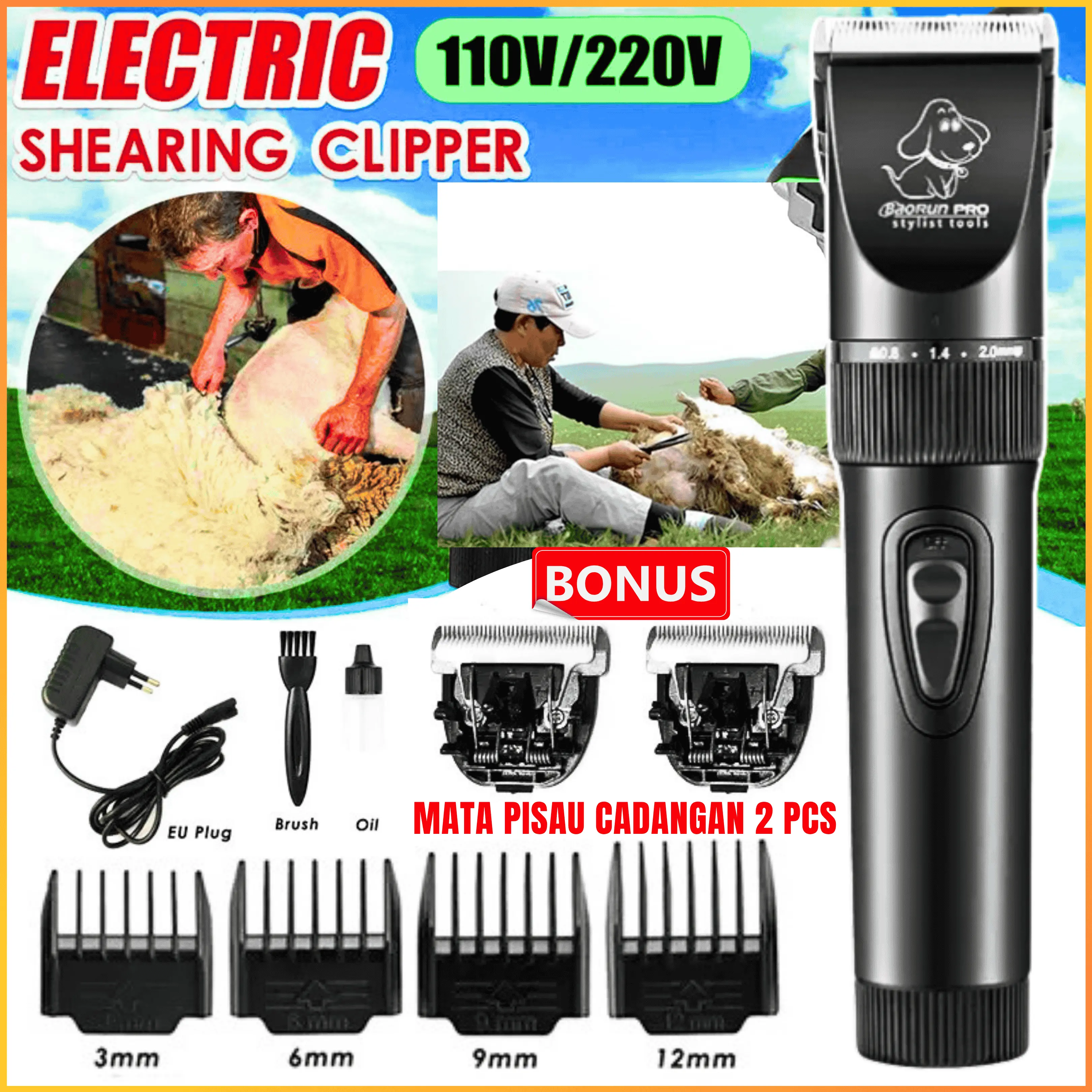 COD BaoRun P7 Alat Mesin Cukur Bulu Domba Garut Kambing Hewan Elektrik Tanpa Kabel Di Cas + Mata Pisau Cadangan 2 PCS