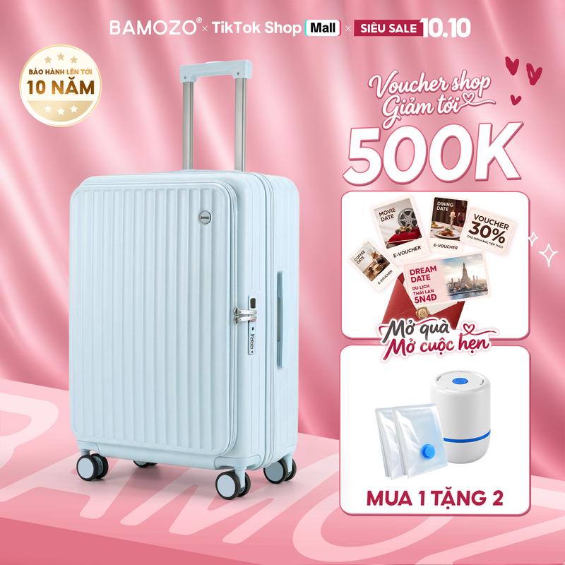 [DEAL SIZE 20] Vali Du Lịch BAMOZO X-PLUS Size 20 Inch - Nhựa PC Nguyên Khối, Mở Trước Thông Minh, Khóa TSA, Cổng Sạc USB, Mở Rộng 3.5cm, Bảo Hành 10 Năm_X-PLUS