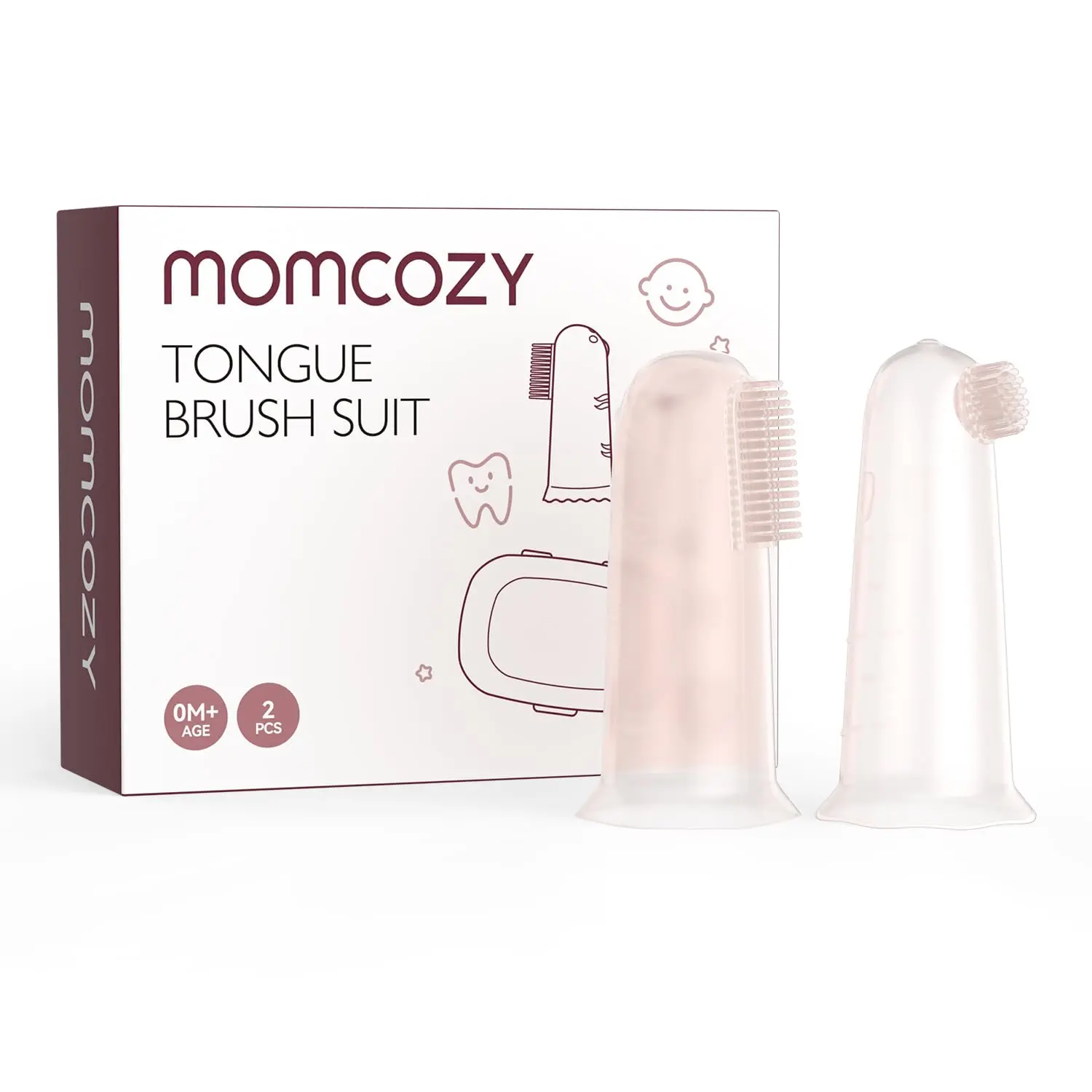 Momcozy Silicone Finger Toothbrush for Baby, Baby Finger Toothbrush for Training Teething, Infant Toothbrush, Toddler Toothbrush Baby Oral Cleaner, 2 Pcs
