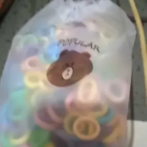 Karet rambut 200pcs / Karet rambut Donat Pouch warna warni