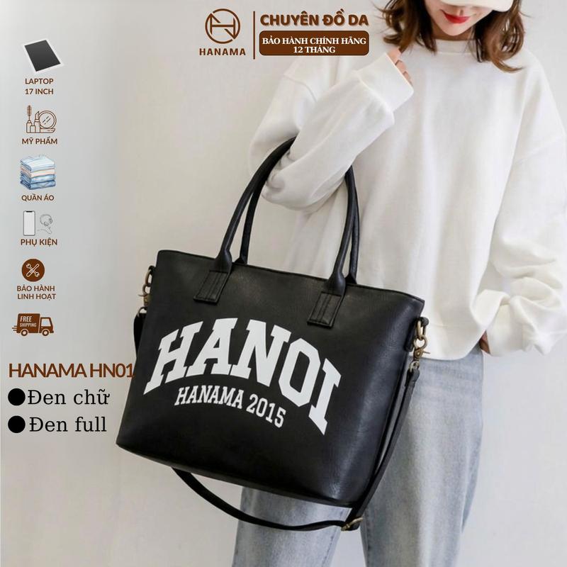 Túi TOTE Basic Hanama nam nữ thời trang cao cấp HN01 Da Bag Tote Unisex hai màu nâu - đen