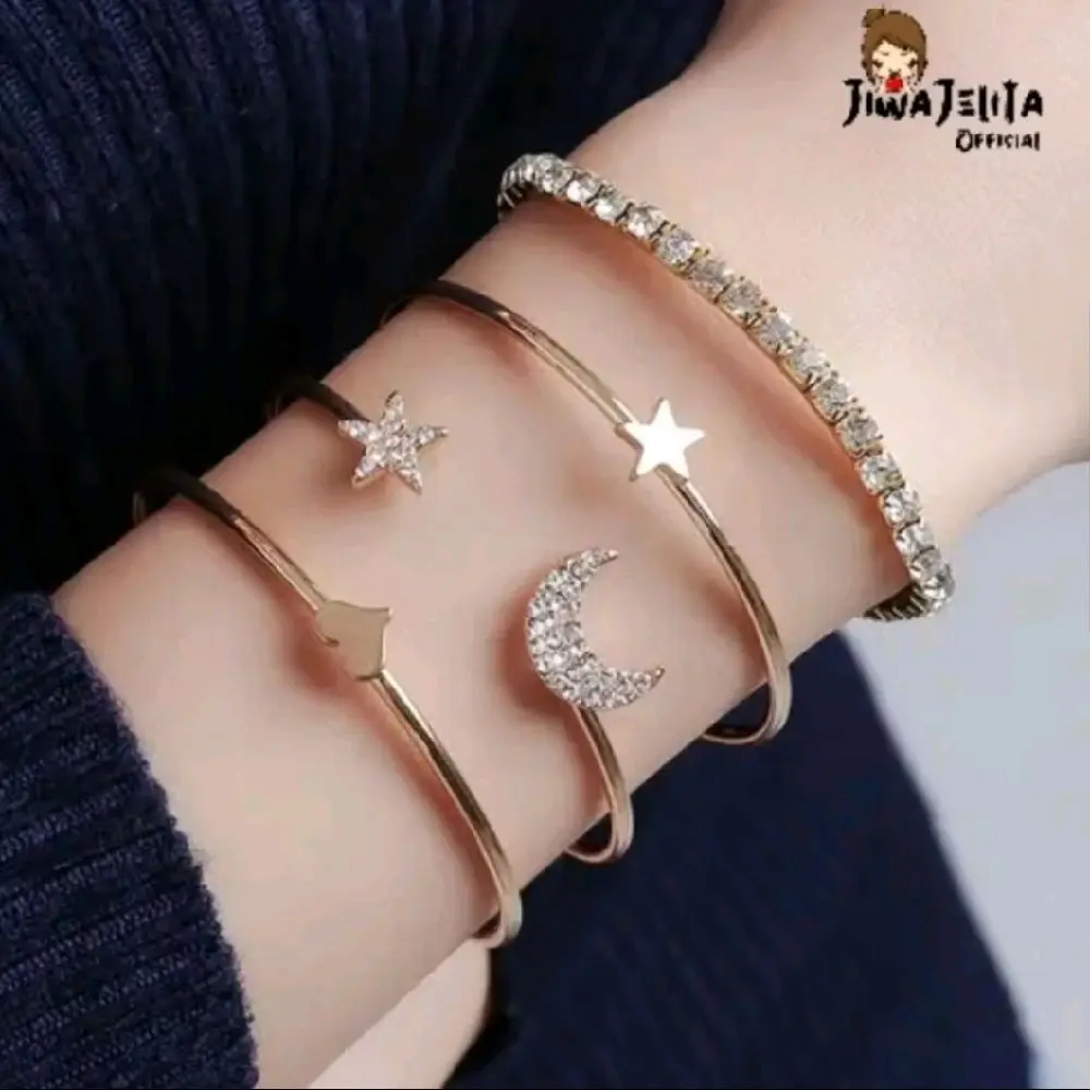 set 4 gelang accecories cantik fashionable COD Perhiasan