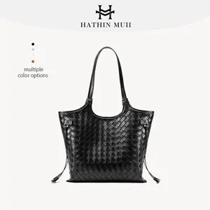 HMU5012- HathinMuii - [Lily Bag]Terbaru Komuter Modis Tas Bahu Rajut Klasik Wanita Tas Totebag Simpel Rajut Kulit