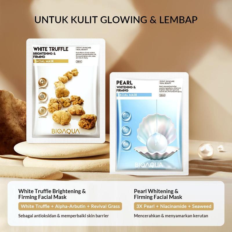 Product Introduction of 【masker 10pcs set】BIOAQUA Masker Varian Biji Buah/ Cereal Series Facial Mask/Nourishing Series Sheet Masks Pearl / Ginseng / Caviar / Bird's Nest / Black Truffle / Ganoderma Facial Mask 28ml/pcs 0