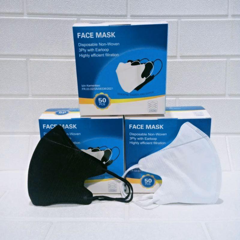 PAKET HEMAT 3 BOX MASKER DUCKBILL HITAM/PUTIH 3 PLY TERLARIS 3