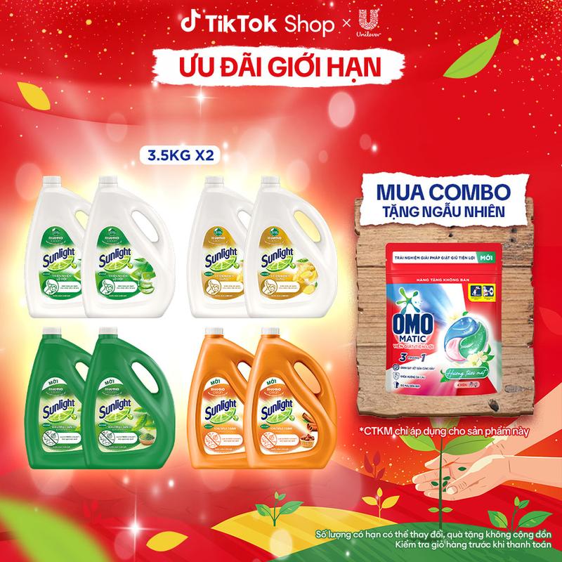  Combo 2 Nước rửa chén Sunlight Bio-care Thiên Nhiên 100% Gốc thực vật Chai 3.5kg  1  