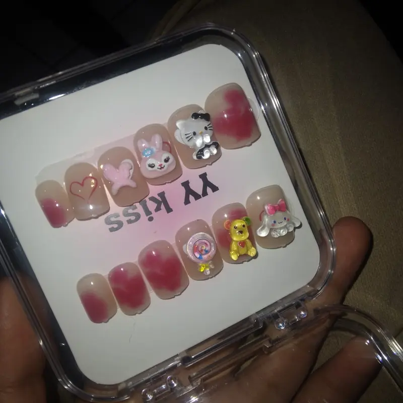 fake nails untuk anak kecil lucu dan menggemaskan  gratis lem tempel 0