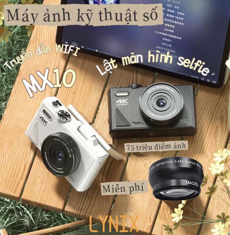 [LYNIX Thẻ nhớ SD miễn phí - Ống kính tùy chọn] Máy ảnh gia đình kỹ thuật số, LYNIX, MX10 W1, Độ phân giải siêu rõ nét 4K, Hoàn toàn tự động, Camera đơn, Camera Video, Độ phân giải video HD 48MP, Màn hình lật 180 °, Zoom quang 16x, Tự động lấy nét