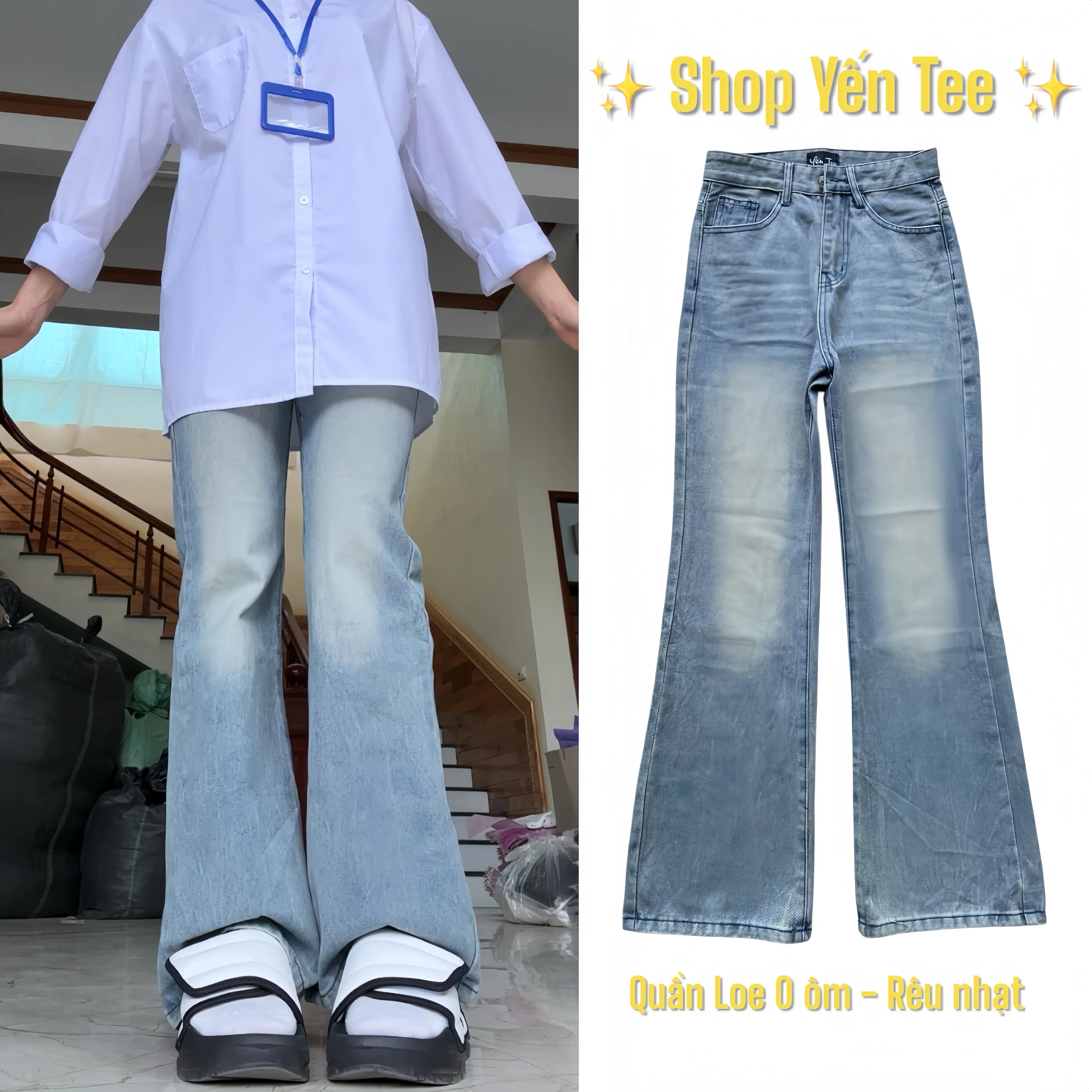 ( 3 màu ) Quần jeans loe from không ôm mới 2025 , mặc che khuyết điểm , đi học , đi chơi đều xinh
