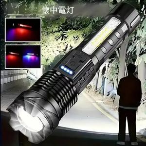 超強力充電式LED懐中電灯、ポータブルUSB駆動リチウム電池、アウトドアキャンプ・釣り・狩猟・ハイキング用緊急ライト