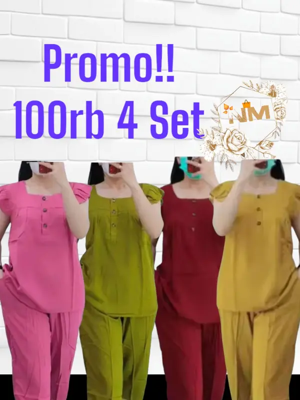 NEW PROMO,,,100RB 4 SET SETELAN BANGKOK JUMBO TERBARU//SET BANGKOK BUSUI WANITA TERMURAH//PIYAMA WANITA KEKINIAN Nyaman Kancing Baju Tidur 2