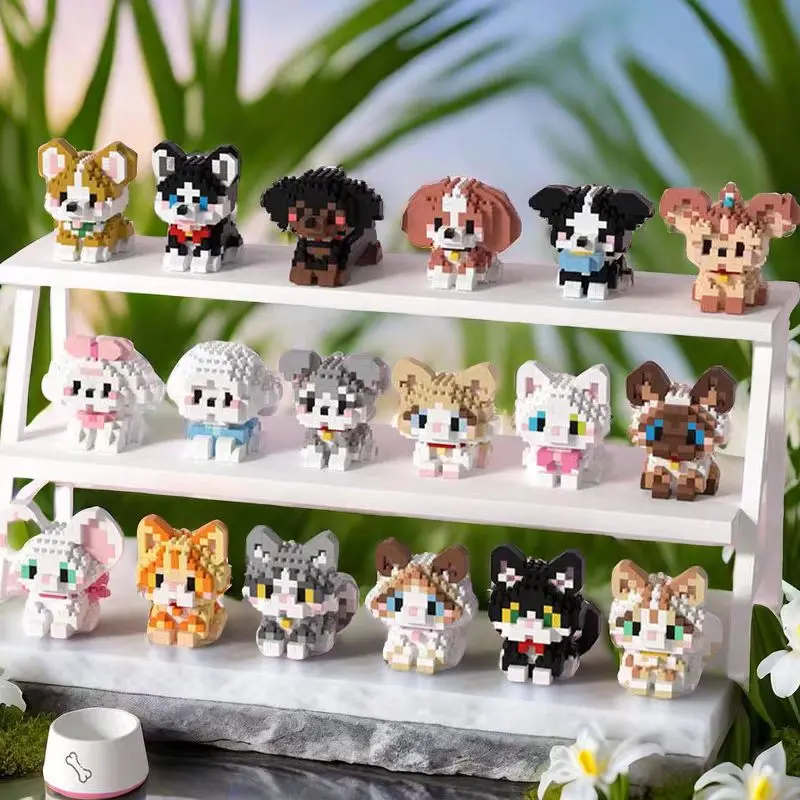 Pet cat and dog building blocks, Puzzle Fun building blocks, toy gifts for boys and girls (no box)
