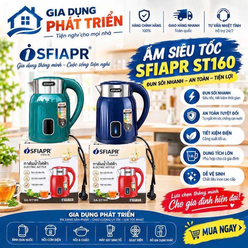 Ấm Đun Nước Siêu Tốc, Bình Đun Nước Giữ Nhiệt ST160 Inox Vỏ Nhựa 2.5 lít - bền đẹp rẻ