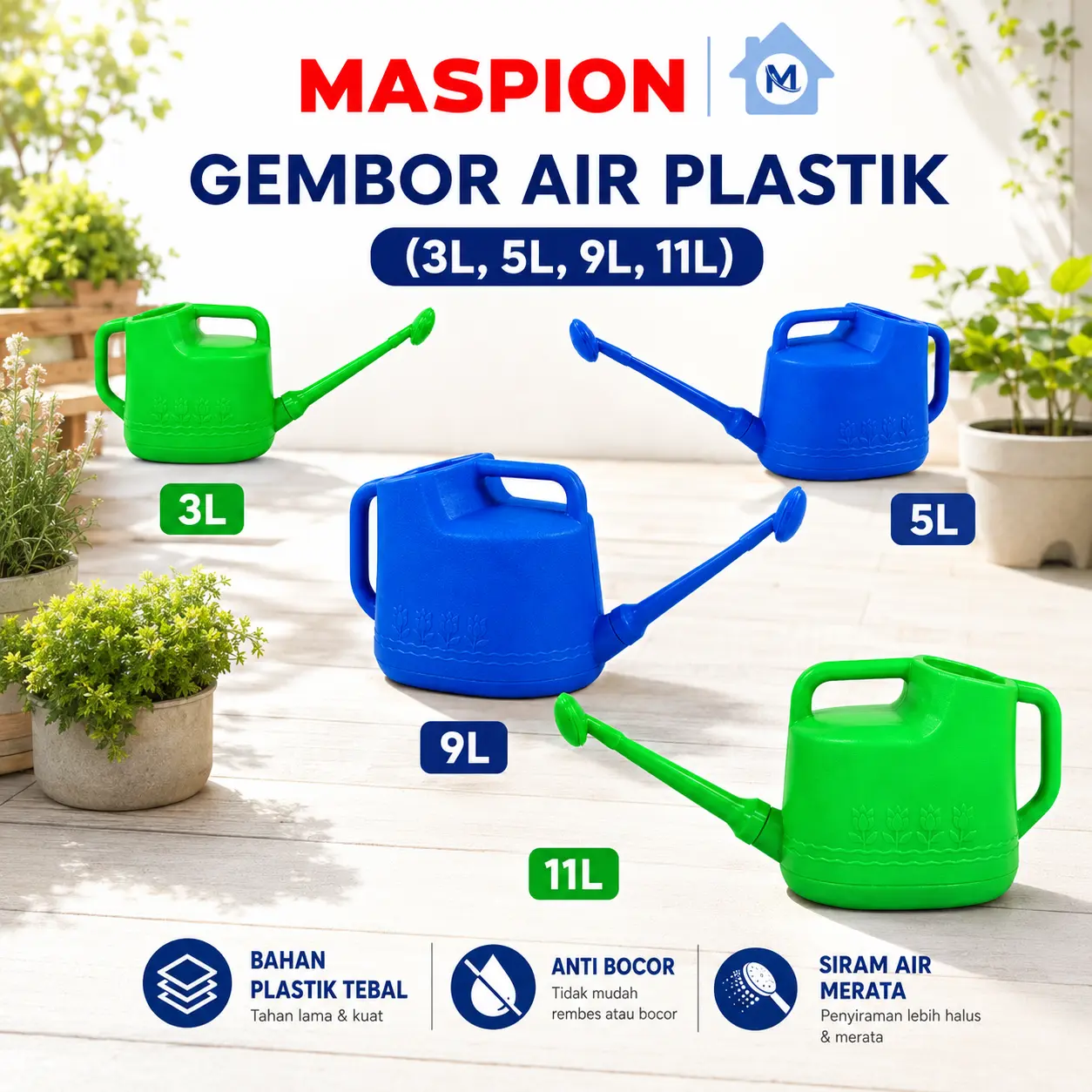Maspion Gembor Air Penyiram Tanaman Plastik WARNA RANDOM - MN