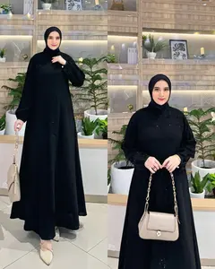 ( Dira fashion ) Abaya jet black payet depan belakang terbaru 194