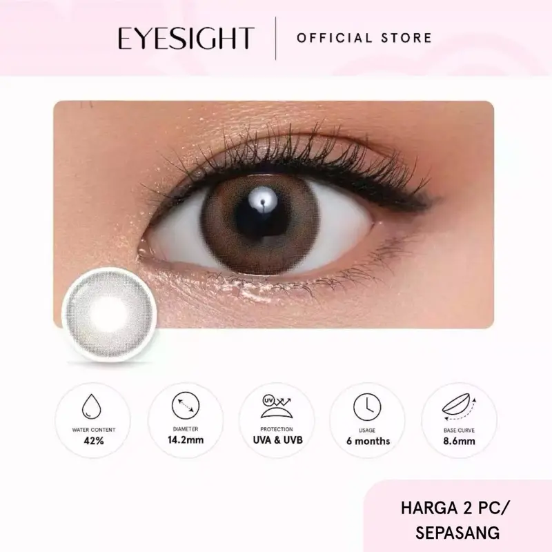 Softlens Eyesm Burnt Brown 14.2mm - Soflen Normal, Minus -0.50 s/d -6.00 (2pcs/sepasang)