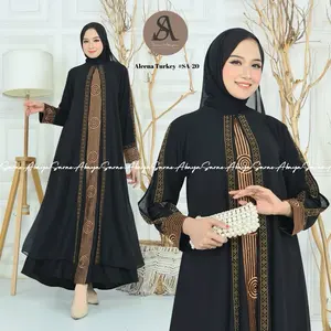 Sarae Abaya Turkey Premium Aleena #SA-20 Bordir Payet Ceruty Cantik Muslim Mewah Pesta Arab Turki Gamis Wanita Dress Syari Lebaran Dewasa Hitam