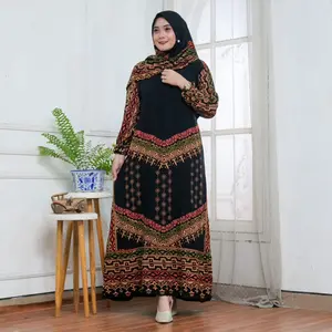Gamis Set Hijab Terbaru New Motif Setorjoan Jumbo Ld120cm Wanita Panjang Rayon Muslim Rempel