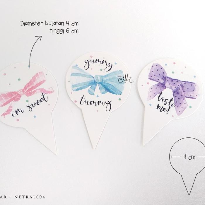 Gambar (TOPER BESAR 4cm netral04) kue cake topper decoration pita pink sweet dari i am CiLi Kota Tangerang Tokopedia