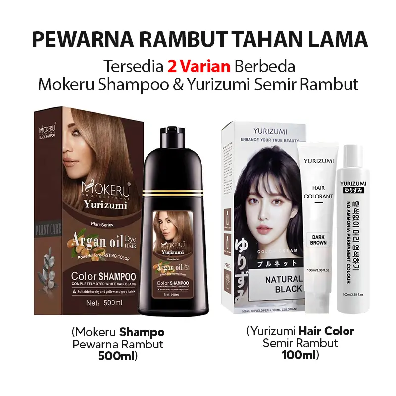 FLASH SALE - Mokeru Color Shampoo Semir 500ml / Argan Oil Dye Hair Sampo Pewarna Rambut