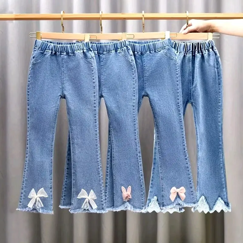 Celana Jeans Anak Perempuan Model Super Cantik dengan Hiasan Bahan Soft Jeans Stretch - Ukuran 1-10 Tahun - Fashion Denim
