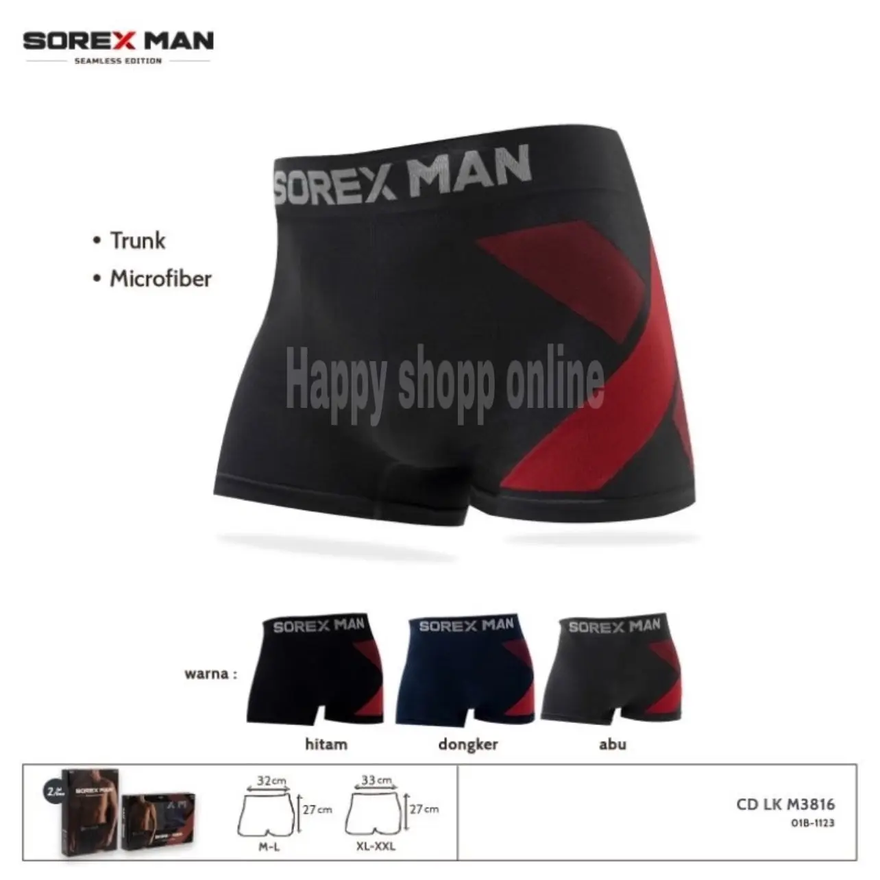 2pcs CELANA DALAM BOXER PRIA SOREX 3804-3816-3815 Seamless Lembut Nyaman Dewasa Cowok Sport Kotak