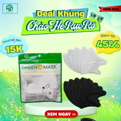 Combo 600c - 400c KHẨU TRANG 5D GREEN MASK , LỌC BỤI MỊN , CHỐNG NẮNG , CHỐNG…