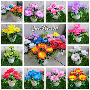 Bunga semanggi hias hawai tinggi 16cm vas plastik